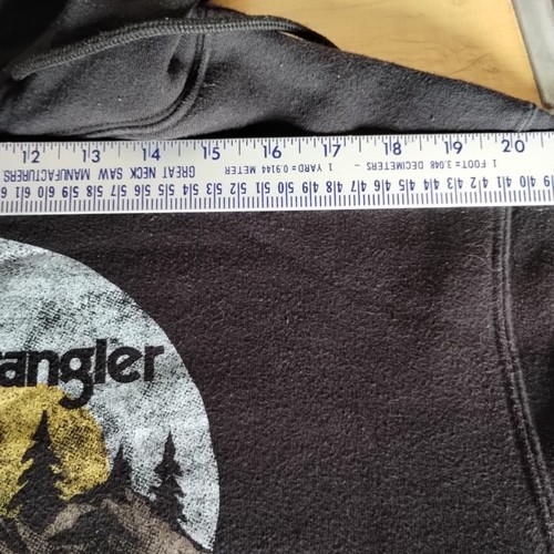 Wrangler Men Hoodie Large Black Logo Mountain Eagle Sunrise Print Pullover Hole - Picture 10 of 12