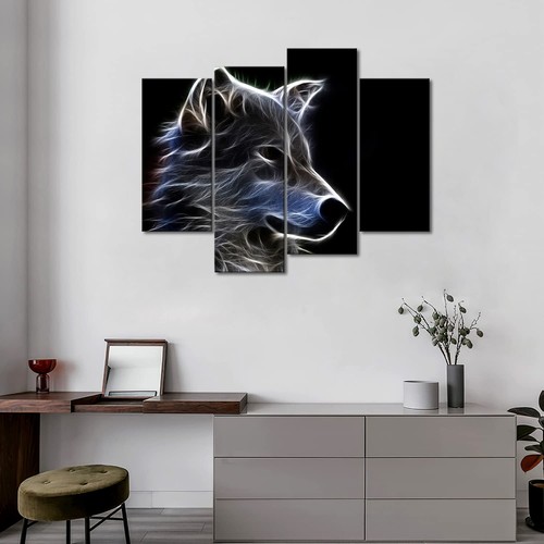 Grey Wolf Wall Art Painting Pictures Print On Canvas Animal The Picture for H... - Picture 3 of 8