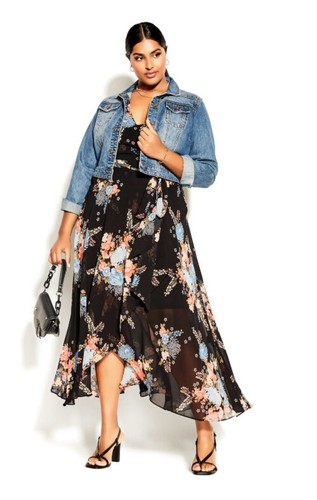 City Chic Maxi Dress Size Medium Poised Bloom Floral Wrap Dress - Picture 2 of 12