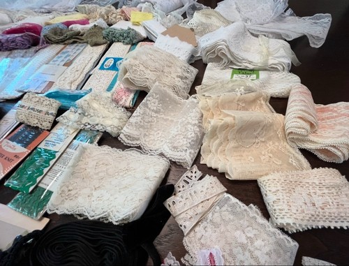 Huge Lot Vtg Lace Crochet Trim Eyelet,Gimp,Ribbon Edging-Sewing Doll Craft 3lbs - Picture 7 of 24