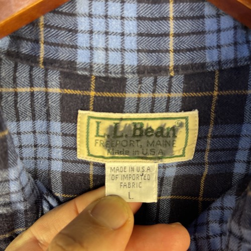 Vintage LL Bean Flannel Shirt Mens Large Blue Plaid Cotton Pockets Outdoor - Picture 8 of 8