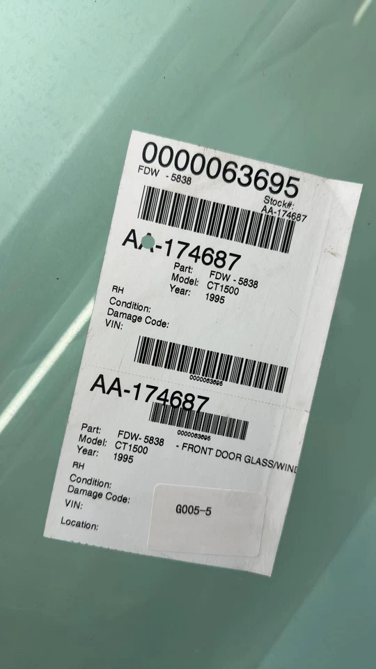 1988-1999 CHEVY PICKUP 1500 Front Door Glass/window Chevrolet Right - Image 3 of 4