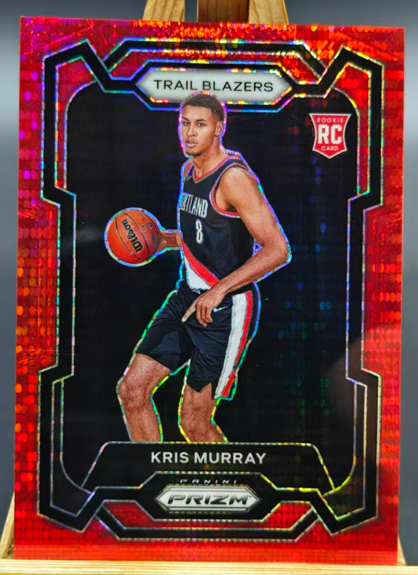 Kris Murray 2023-24 Panini Prizm 017/299 Red Pulsar RC Blazers #142