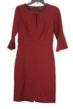 J. Crew Dress Women’s 4 Red Sheath Bell 3/4 Sleeve Lined Stretch