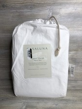 Casaluna Full Size Washed Supima Cotton Percale Solid White 4 Pc Sheet Set