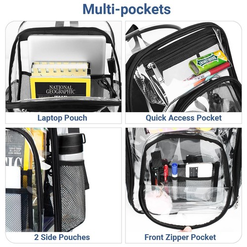 Clear Backpack Transparent Backpacks with USB Charging Port for 15.6'' Laptop... - Picture 6 of 8