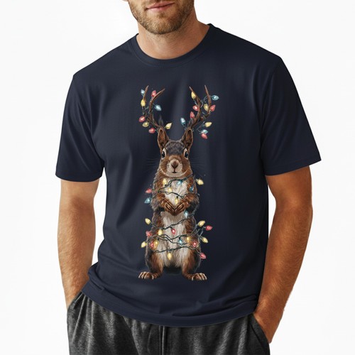 Linda Camiseta Navidad Ardilla Reno Cuernos Luces Bosque Sudadera - Imagen 12 de 24