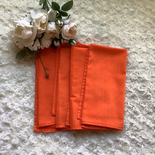 4 Vintage orange thin napkins Halloween Fall tableware 16"x16" picnic tea party - Picture 2 of 11
