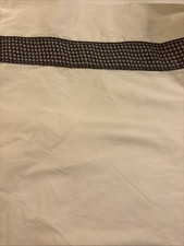 Frette King Pillow Case Cream Brown Herringbone Border Italy One Cotton a53