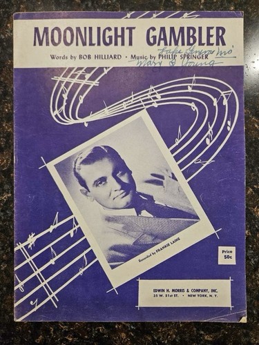 Sheet Music-Moonlight Gambler (Frankie Laine) Bob Hilliard/Philip Springer - Afbeelding 1 van 9