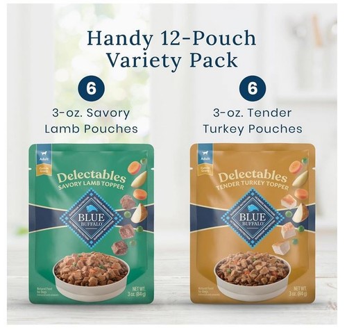 Blue Buffalo Delectables Natural Wet Dog Food Topper Variety Pack, Lamb & Turke - Picture 5 of 7