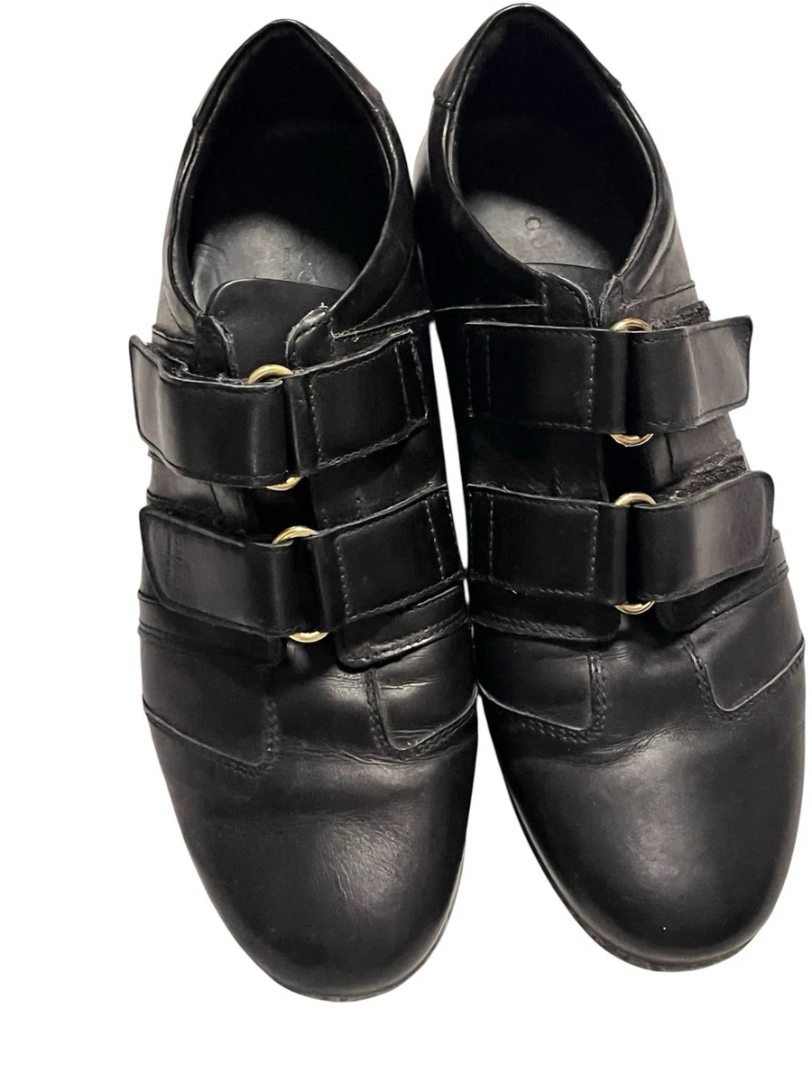 Gucci Ladies Black Leather Hook & Loop Strap Sneakers, Round Toe size 39
