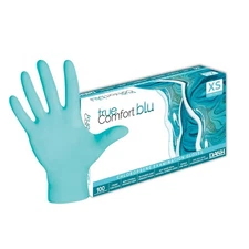 DASH True Comfort Blu Polychloroprene Exam Grade Disposable Gloves, Ocean Blue, 
