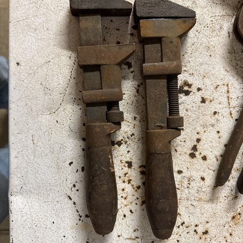 Antico 2 10" manico in legno COES Worcester, massa. Chiave a scimmia regolabile - Foto 1 di 7