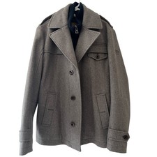 HUGO BOSS Orange Thermore Rinnova Light Grey Wool Ofanta 1 Pea Coat Jacket 40R