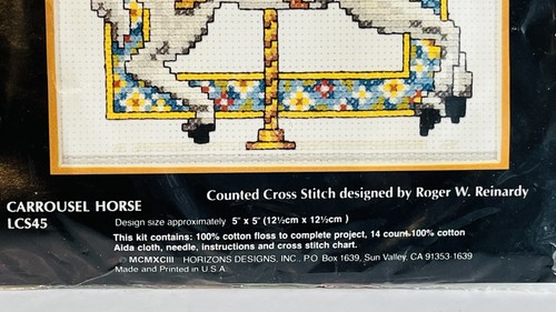 VTG Monarch Horizons Take Along CAROUSEL HORSE Counted Cross Stitch Kit Reinardy - Picture 4 of 7