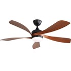 52 Inch Indoor/Outdoor 5 Blades Black Downrod Ceiling Fan with Led Lights and 6