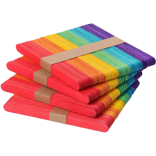 50 PCS Wooden Craft Sticks Popsicle Sticks | Natural & Colored Ice Cream Sticks - Picture 8 of 12