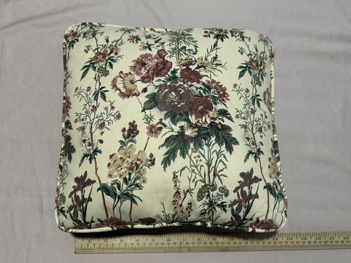 Vintage 30s French Chintz Floral Corded Decorative Linen Sofa 14" Throw Pillows - Picture 6 of 10