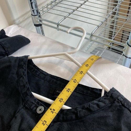 Camisa Henley de lino negra para mujer J Crew talla 2X vivida en la costa cómoda - Imagen 3 de 11