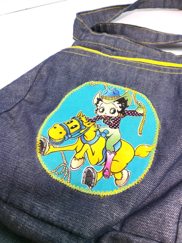 De Colección Hecho a Mano Betty Boop Azul Denim Amarillo Bolso de Hombro Cartera Rockabilly Vaquera Foto 3 de 4