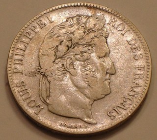 1837 SILVER 5 Francs of France LOUIS PHILIPPE I