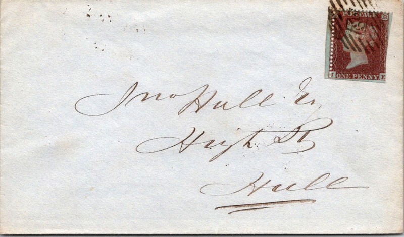 1854 Great Britain Cover Barnsley (Cancel May 27 1854) to Hull Penny Red SC #8