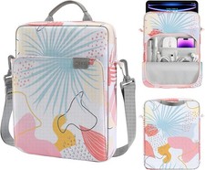 Tablet Sleeve Bag for 13 Inch iPad Pro M5  Air M4, Tropical Leaf with Strap