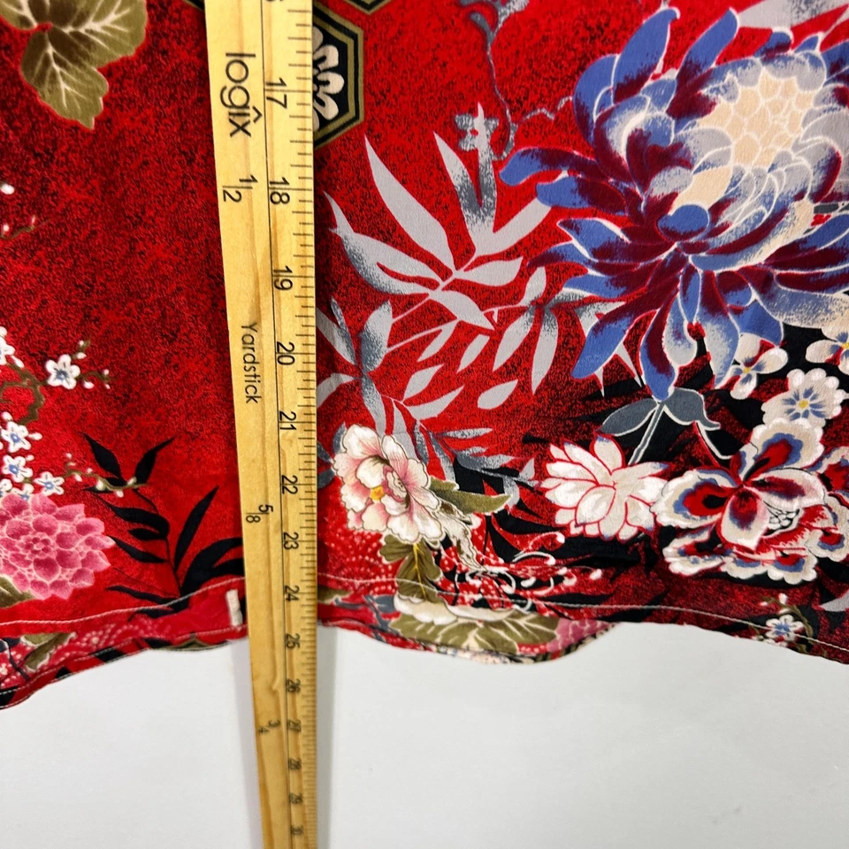 Tianello Silk Blouse M Red Floral Art to Wear Boho Luxe Y2K Artsy Eclectic Indie - Image 4 of 4