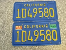 1970 California Commercial License Plates, 1978 Validation Sticker, DMV Clear