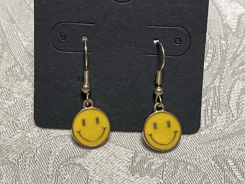 Bohemian Festival Smiley Gesicht Happy Face Gold doppelseitige Ohrhänger Ohrhänger - Bild 2 von 2