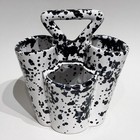 Vintage Black and White Splatter 4 Compartment Glazed Stoneware Utensil Holder
