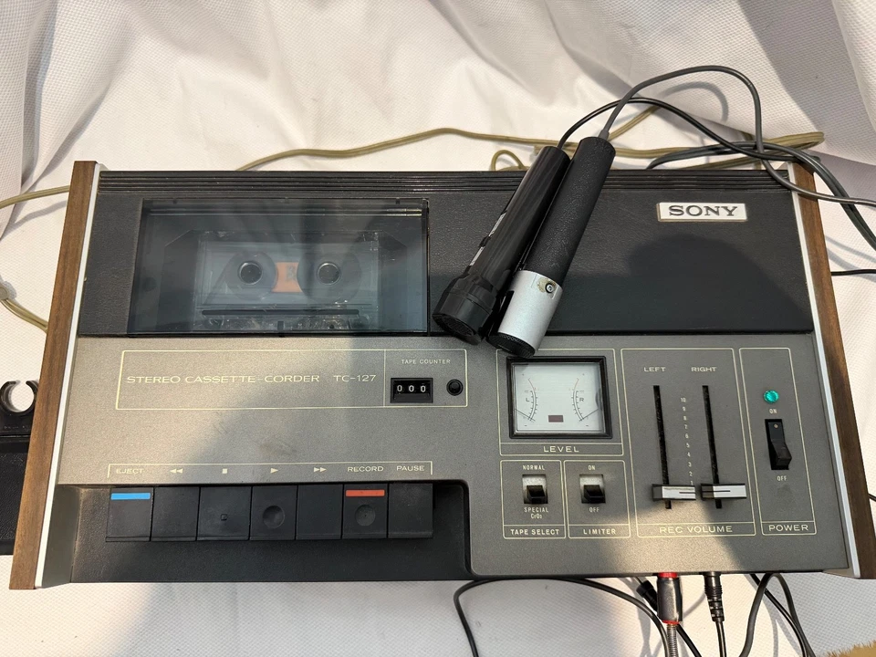 Sony TC-127 Stereo Cassette-Corder + Dual Mics – Tested Works Great - Image 4 of 4