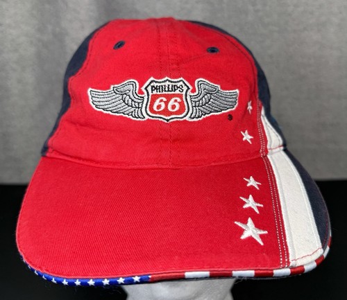 Gorra de béisbol ajustable Phillips 66 X/C aceite de aviación roja blanca azul estrellas - Imagen 1 de 8