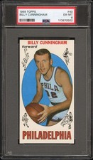 1969 TOPPS BASKETBALL #40 BILLY CUNNINGHAM, PSA 6 EX-MT (76ers) ROOKIE CARD, HOF