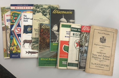 Dieci mappe vintage Wisconsin anni 1932-1966 Sinclair Skelly Texaco buone condizioni - Foto 1 di 3