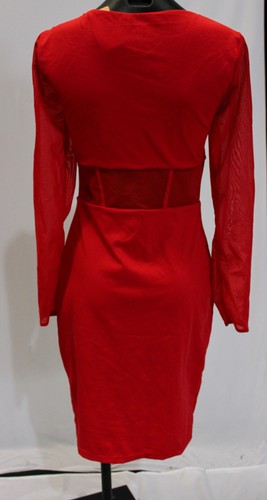Popilush Women's Shapewear Long Sleeve Boat Neck Midi Dress DM3 Red Large - Picture 4 of 4