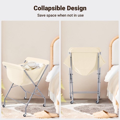 Laundry Cart with Wheels, 33”H Easy Rolling Laundry Hamper with Removable Lin... - Picture 4 of 8