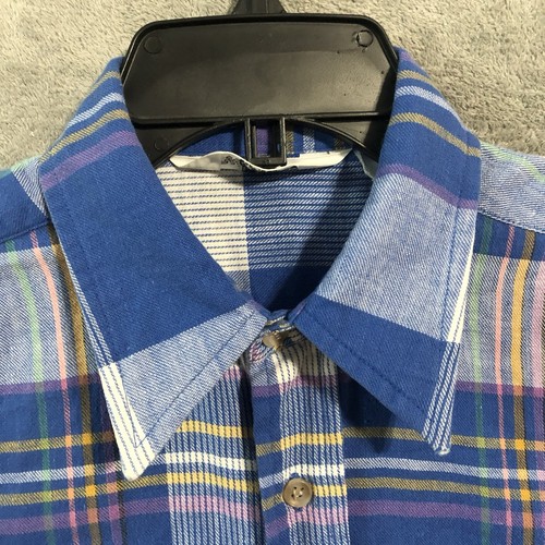 Vintage Woolrich Mens Shirt Large Southwest Plaid Blue Single Stitch - Picture 6 of 14