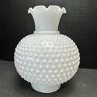 Vintage Hobnail Milk Glass Hurricane Chimney Lamp Shade Globe 8" H 3 1/4" Fitter