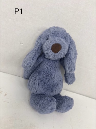 Jellycat Bashful Puppy Dog Plush Chambray Blue Rattle Bell Nice Lovey Rattle 8”