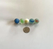 Surf Tumbled Genuine Beach Sea Glass Marbles Red&White, Green, Blue Cats Eye