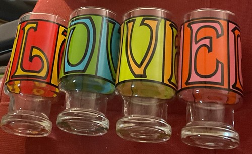 Four (4) Love Anchor Hocking Glasses Vintage From The 70’s MCM - Picture 2 of 3