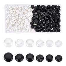 1box 240pcs 6 style 1-Hole Plastic Button Imitation Pearl style Flat Round Mixed