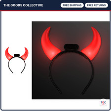 Light Up Red Devil Horns Headbands - Flashing LED Costume Accessories for Partie