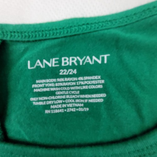 Lane Bryant Top Damen Plus 22 24 Grün T-Shirt Cap Kurzarm Fließend Falten - Bild 3 von 7