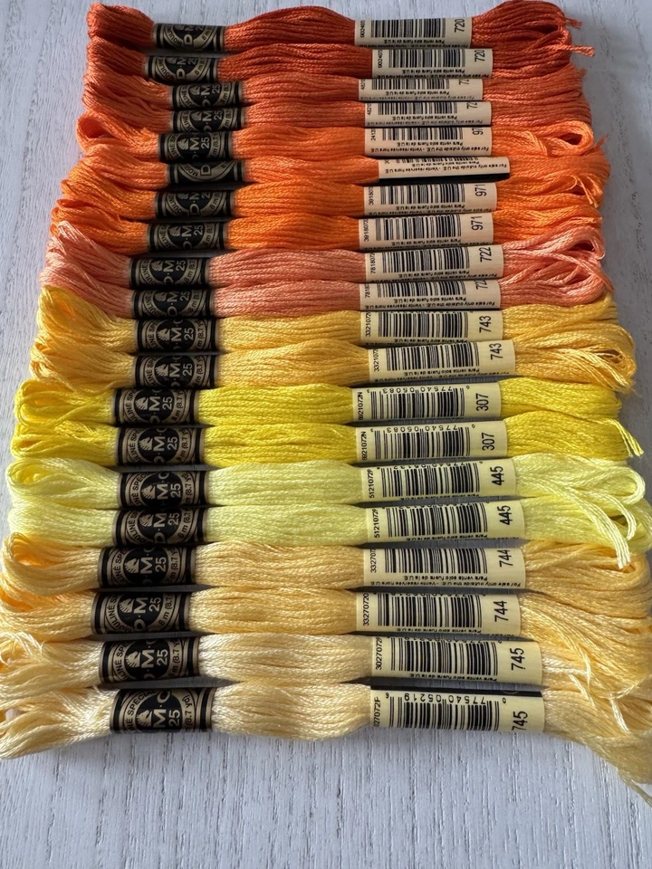DMC Cotton Embroidery Floss Thread~Lot of 20 Skeins~Shades of Yellow and Orange - Image 3 of 4