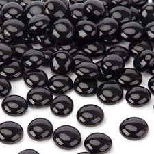 1LB Flat Glass Marbles, Black Glass Beads Bulk Vase Fillers Gemstones Decorative