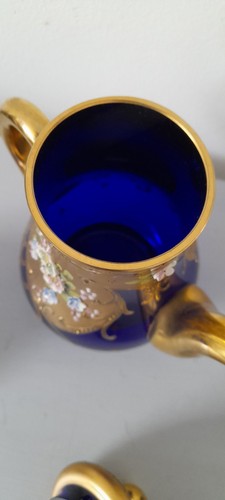 Antique Bohemian Moser Enamelled Glass Coffee Set and six cups and saucers - Picture 13 of 24