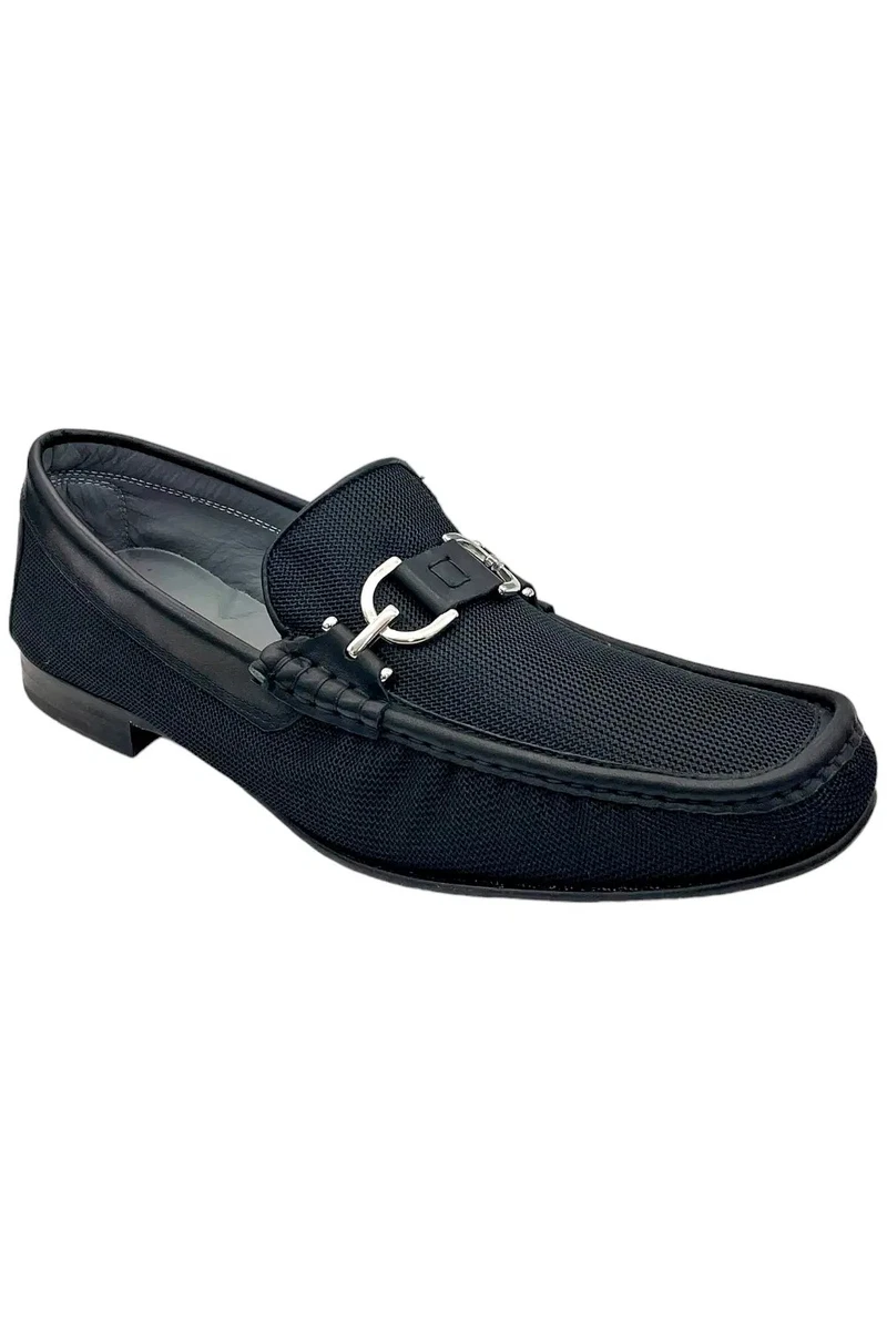 Donald Pliner DACIO Black Suede Loafers Shoes ? with Blue Trim Made in Italy 10M Donald Pliner Dacio Suede Loafers Black / Blue Stitch  main image 4
